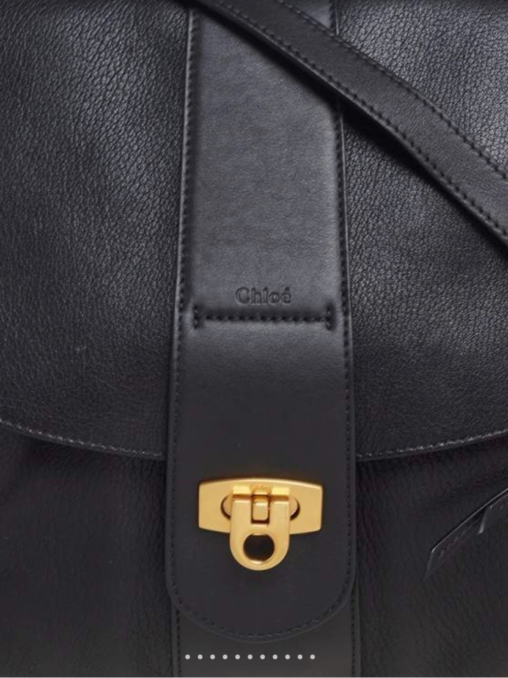 Chloé Black Leather Interior Logo Detail